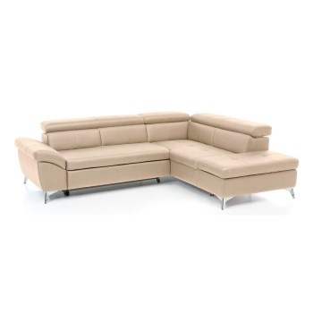 L-formad hörnbäddsoffa i skin SALERNO II rätt beige