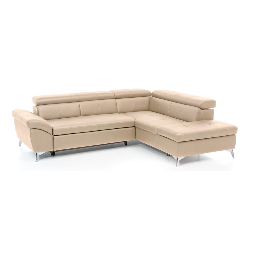 L-formad hörnbäddsoffa i skin SALERNO II rätt beige