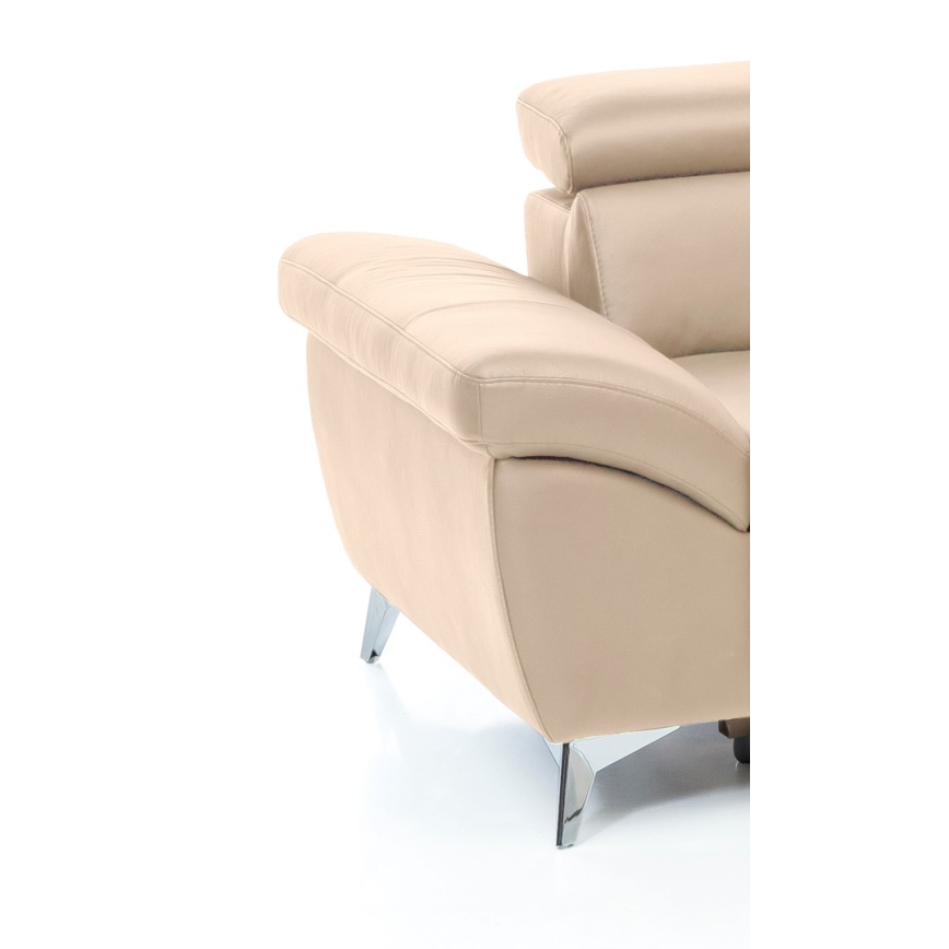 L-formad hörnbäddsoffa i skin SALERNO II rätt beige