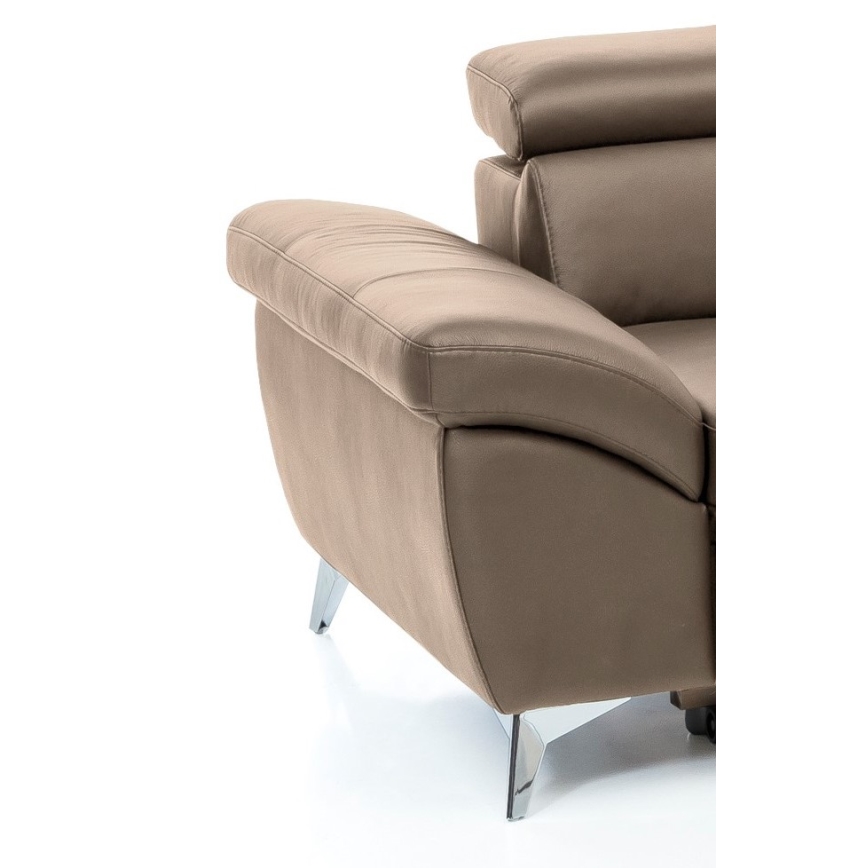L-formad hörnbäddsoffa i skin SALERNO II rätt brun