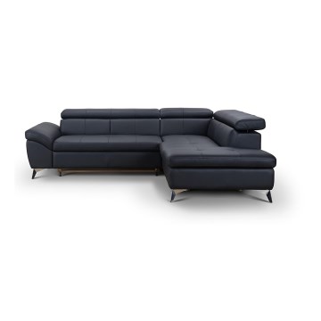 L-formad hörnbäddsoffa i skin SALERNO II rätt svart
