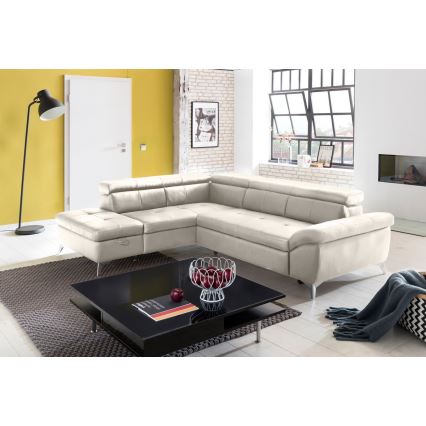 L-formad hörnbäddsoffa i skin SALERNO II vänster beige