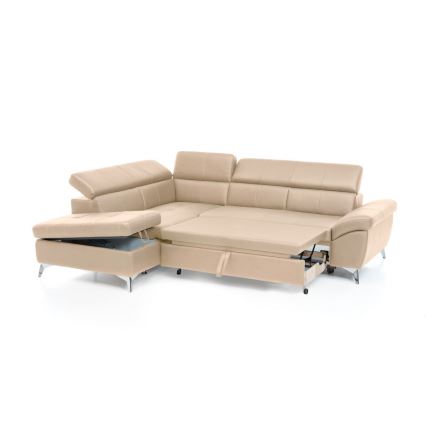 L-formad hörnbäddsoffa i skin SALERNO II vänster beige