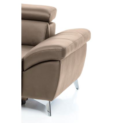 L-formad hörnbäddsoffa i skin SALERNO II vänster brun