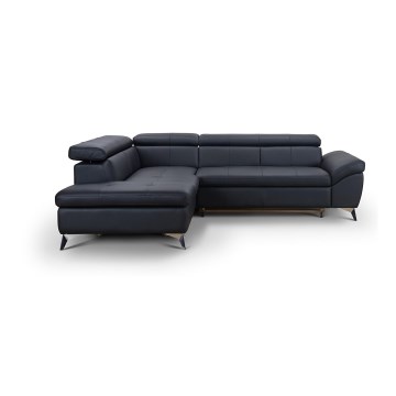 L-formad hörnbäddsoffa i skin SALERNO II vänster svart