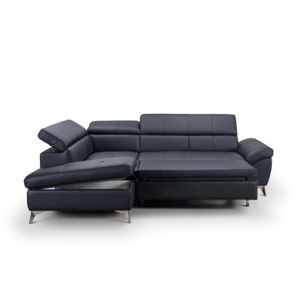 L-formad hörnbäddsoffa i skin SALERNO II vänster svart