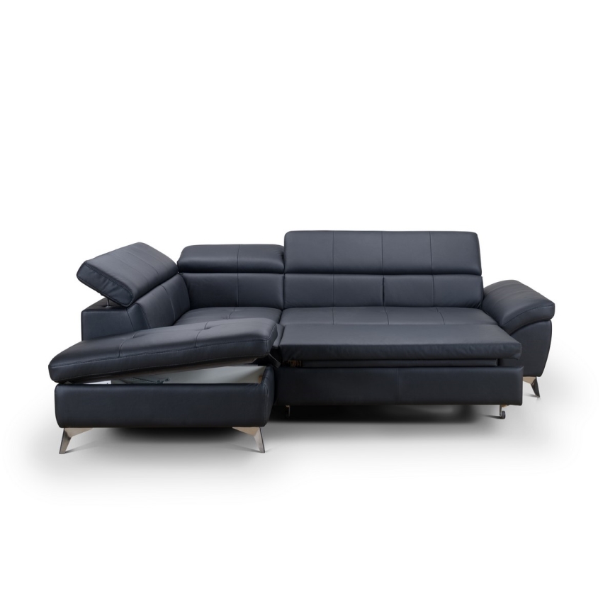 L-formad hörnbäddsoffa i skin SALERNO II vänster svart