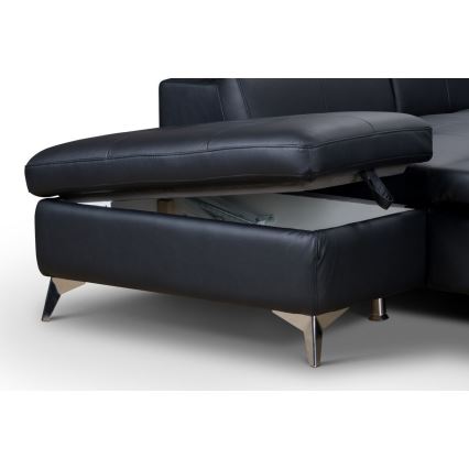 L-formad hörnbäddsoffa i skin SALERNO II vänster svart