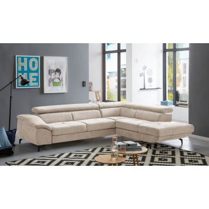 L-formad hörnbäddsoffa med förvaringsutrymme BRESCIA rätt beige