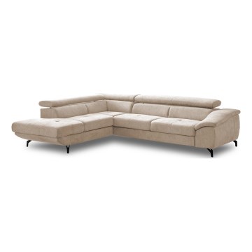 L-formad hörnbäddsoffa med förvaringsutrymme BRESCIA vänster beige