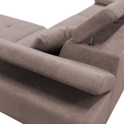 L-formad hörnbäddsoffa med förvaringsutrymme CASTELO rätt rosa