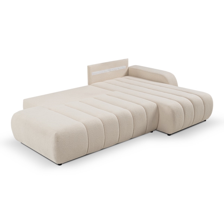 L-formad hörnbäddsoffa med förvaringsutrymme DESIO rätt beige