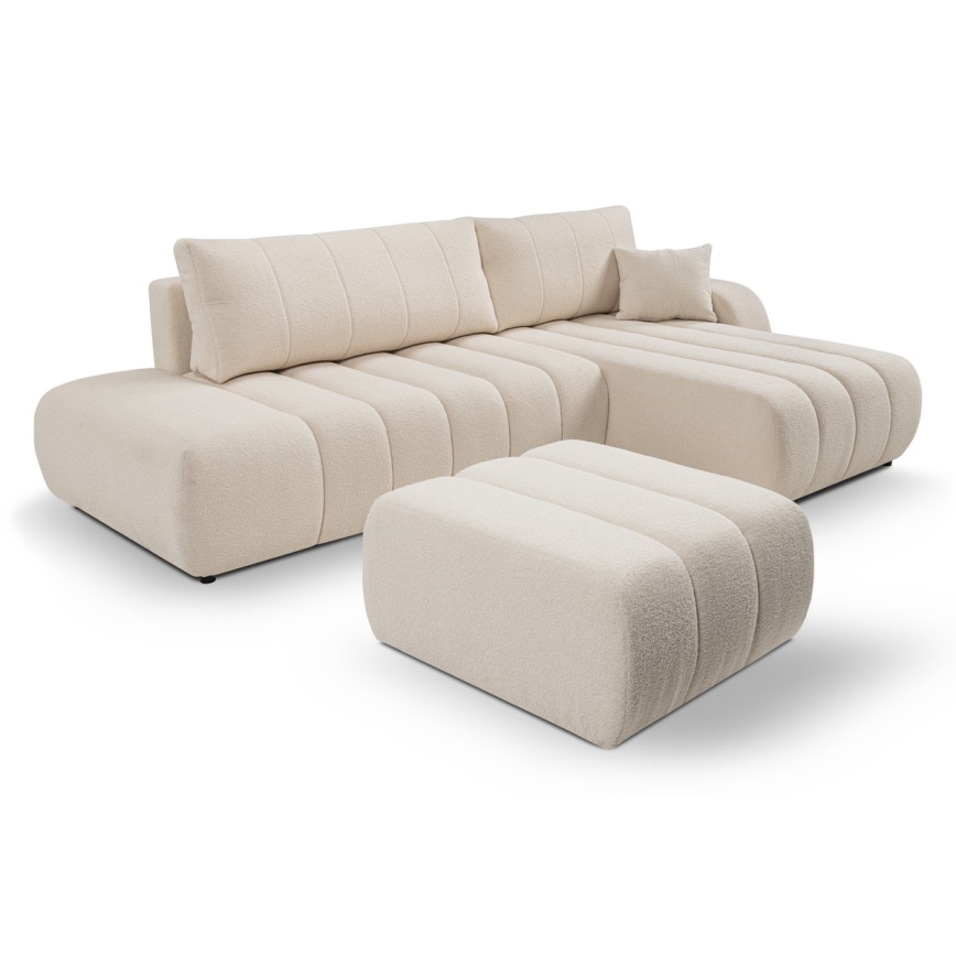 L-formad hörnbäddsoffa med förvaringsutrymme DESIO rätt beige