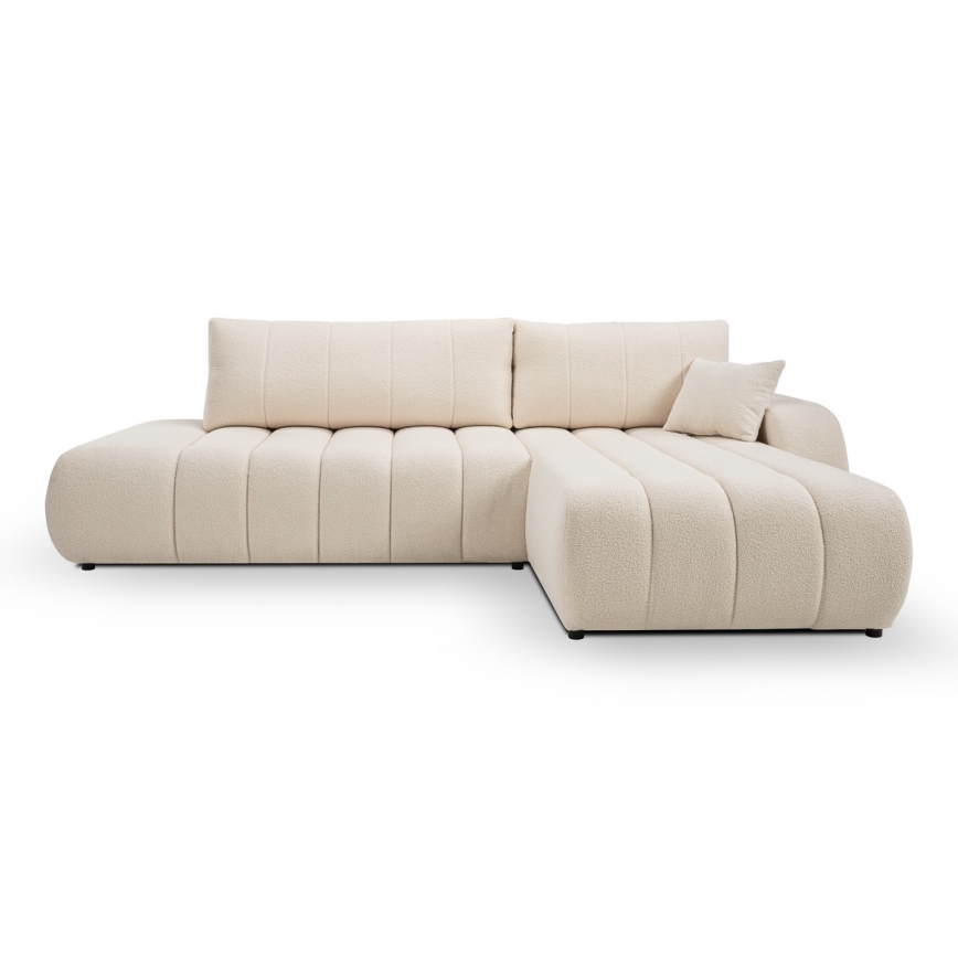 L-formad hörnbäddsoffa med förvaringsutrymme DESIO rätt beige
