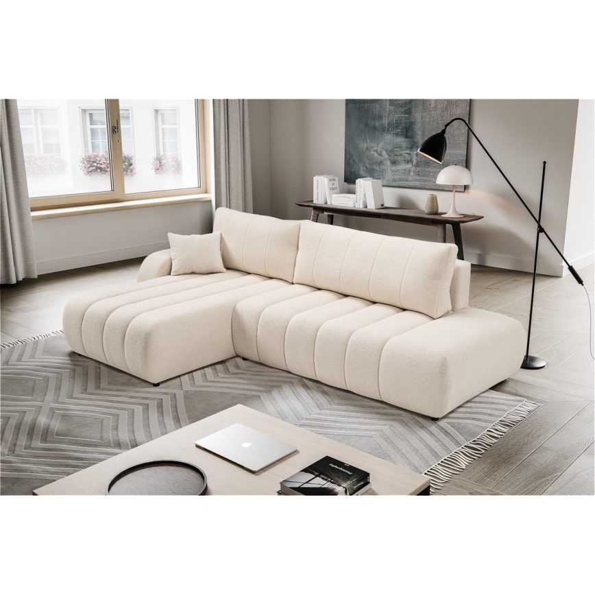 L-formad hörnbäddsoffa med förvaringsutrymme DESIO vänster beige