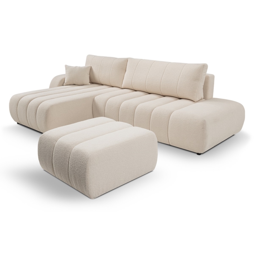 L-formad hörnbäddsoffa med förvaringsutrymme DESIO vänster beige