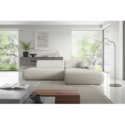 L-formad hörnbäddsoffa med förvaringsutrymme PRATO rätt beige