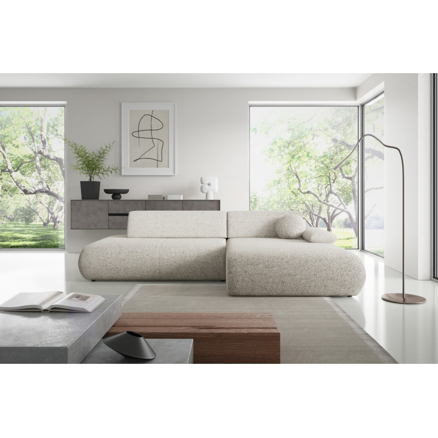 L-formad hörnbäddsoffa med förvaringsutrymme PRATO rätt beige