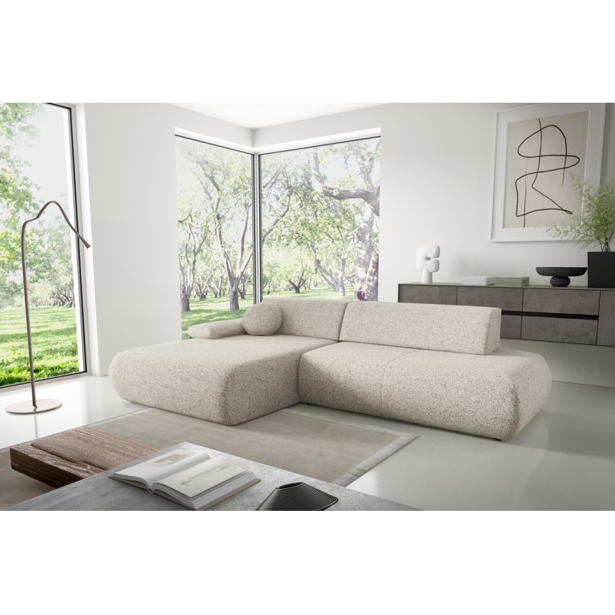 L-formad hörnbäddsoffa med förvaringsutrymme PRATO vänster beige