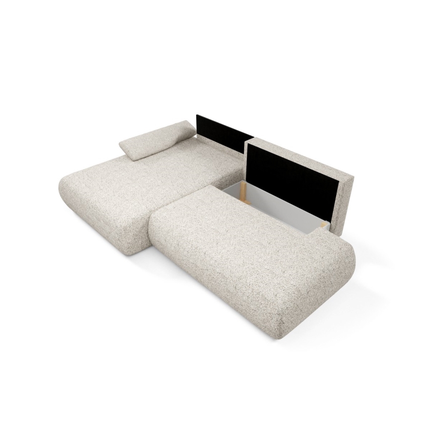 L-formad hörnbäddsoffa med förvaringsutrymme PRATO vänster beige