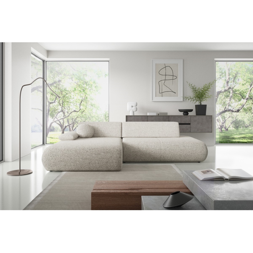 L-formad hörnbäddsoffa med förvaringsutrymme PRATO vänster beige
