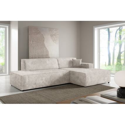 L-formad hörnbäddsoffa med förvaringsutrymme TERAMO rätt beige