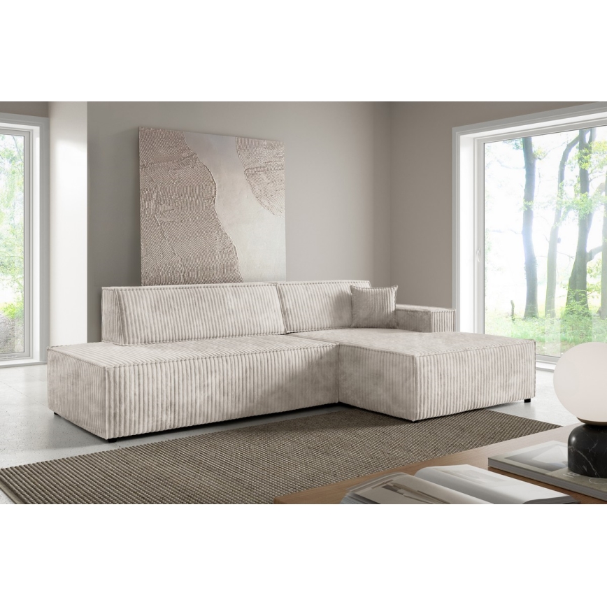 L-formad hörnbäddsoffa med förvaringsutrymme TERAMO rätt beige