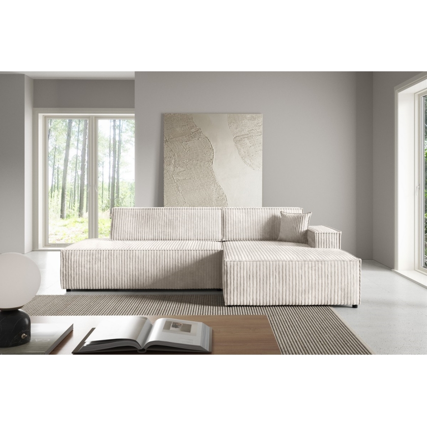 L-formad hörnbäddsoffa med förvaringsutrymme TERAMO rätt beige