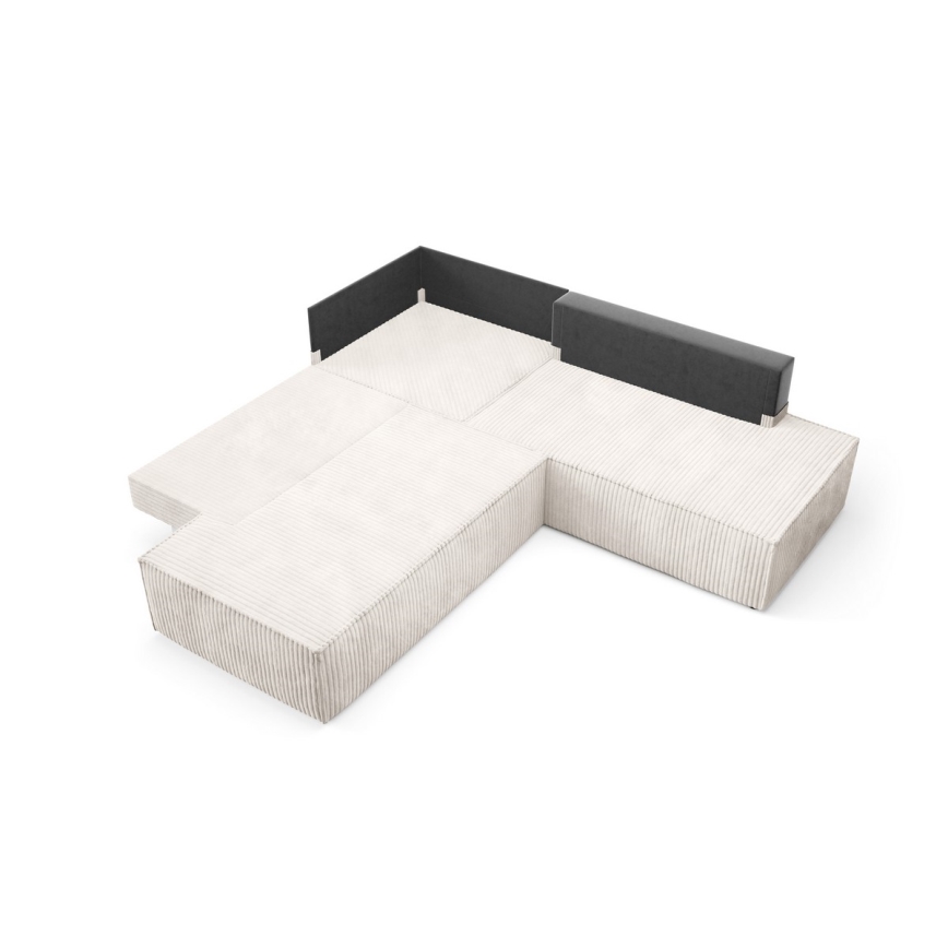 L-formad hörnbäddsoffa med förvaringsutrymme TERAMO rätt beige