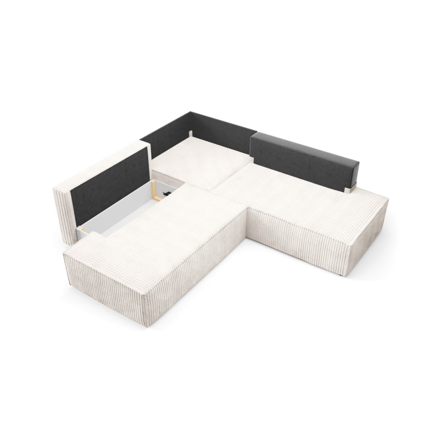 L-formad hörnbäddsoffa med förvaringsutrymme TERAMO rätt beige