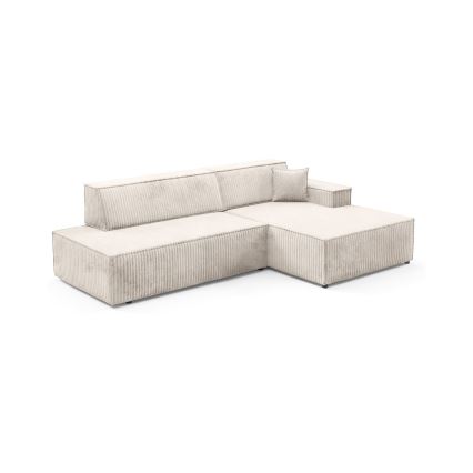 L-formad hörnsoffa TERAMO med bäddfunktion och förvaring, höger, beige