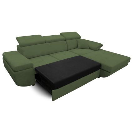 L-formad klädd bäddsoffa hörn lounge-svi CASTELO rätt grön