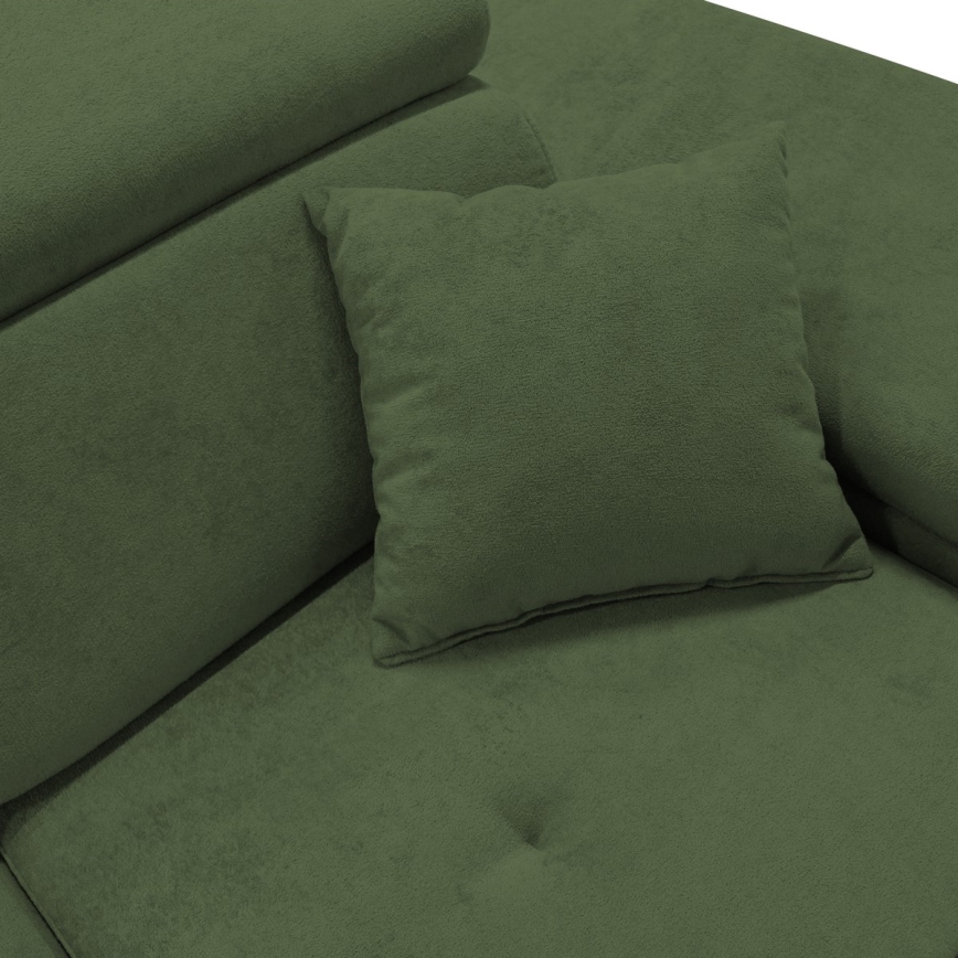 L-formad klädd bäddsoffa hörn lounge-svi CASTELO rätt grön