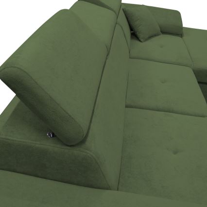 L-formad klädd bäddsoffa hörn lounge-svi CASTELO rätt grön
