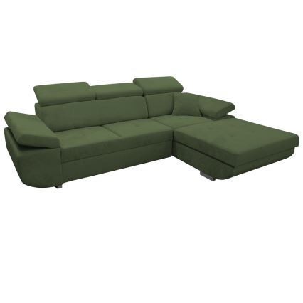 L-formad klädd bäddsoffa hörn lounge-svi CASTELO rätt grön
