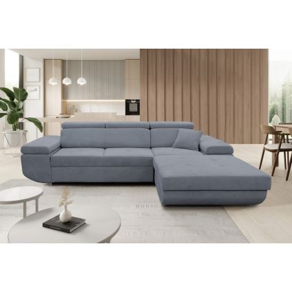 L-formad klädd bäddsoffa hörn lounge-svi CASTELO rätt mörk