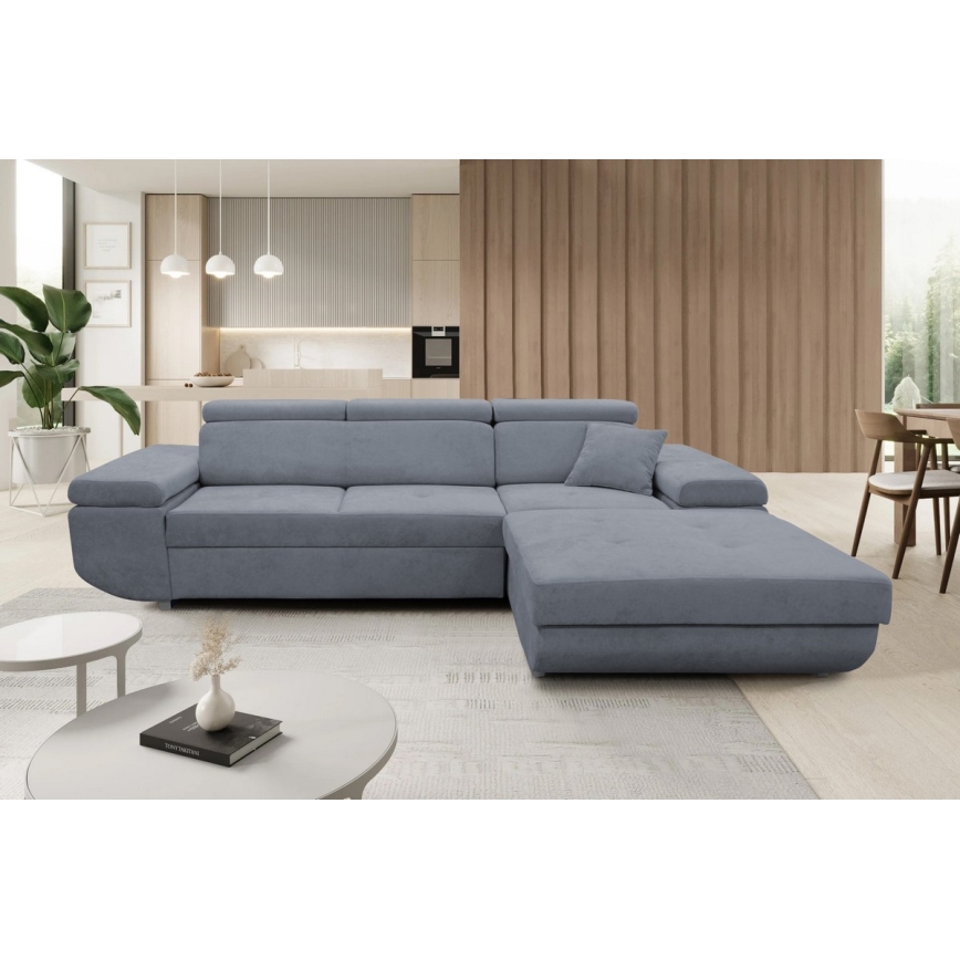 L-formad klädd bäddsoffa hörn lounge-svi CASTELO rätt mörk