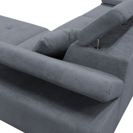 L-formad klädd bäddsoffa hörn lounge-svi CASTELO rätt mörk