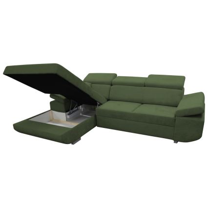 L-formad klädd bäddsoffa hörn lounge-svi CASTELO vänster grön
