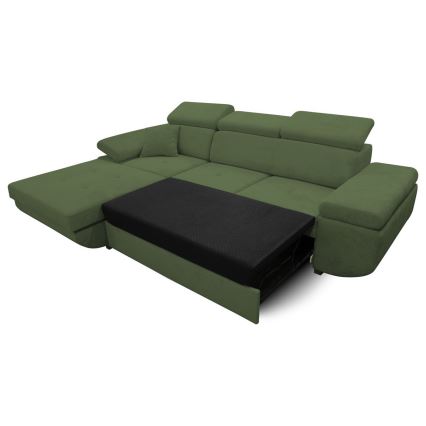 L-formad klädd bäddsoffa hörn lounge-svi CASTELO vänster grön
