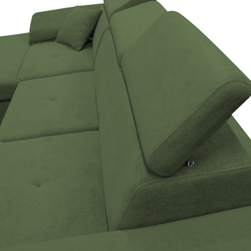 L-formad klädd bäddsoffa hörn lounge-svi CASTELO vänster grön