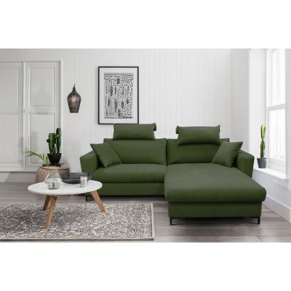 L-formad klädd bäddsoffa hörn lounge-svi HORTA rätt grön