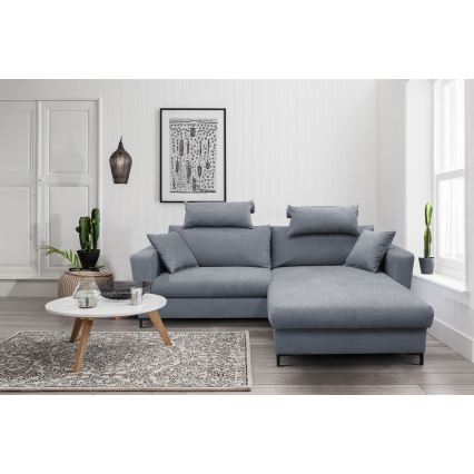 L-formad klädd bäddsoffa hörn lounge-svi HORTA rätt mörk