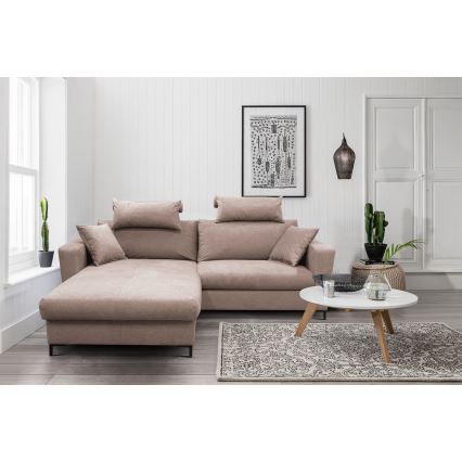 L-formad klädd bäddsoffa hörn lounge-svi HORTA vänster brun