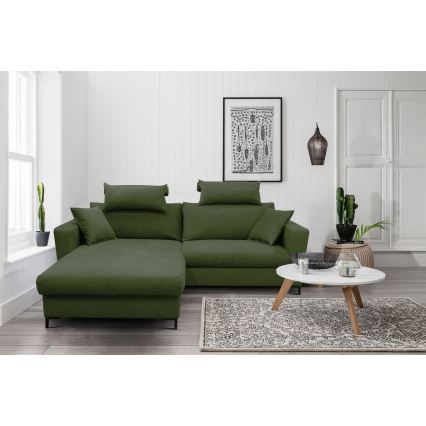 L-formad klädd bäddsoffa hörn lounge-svi HORTA vänster grön