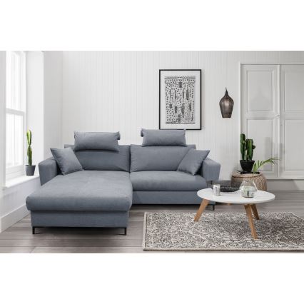 L-formad klädd bäddsoffa hörn lounge-svi HORTA vänster mörk