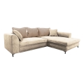 L-formad klädd bäddsoffa hörn lounge-svi LAGOA rätt beige/brun