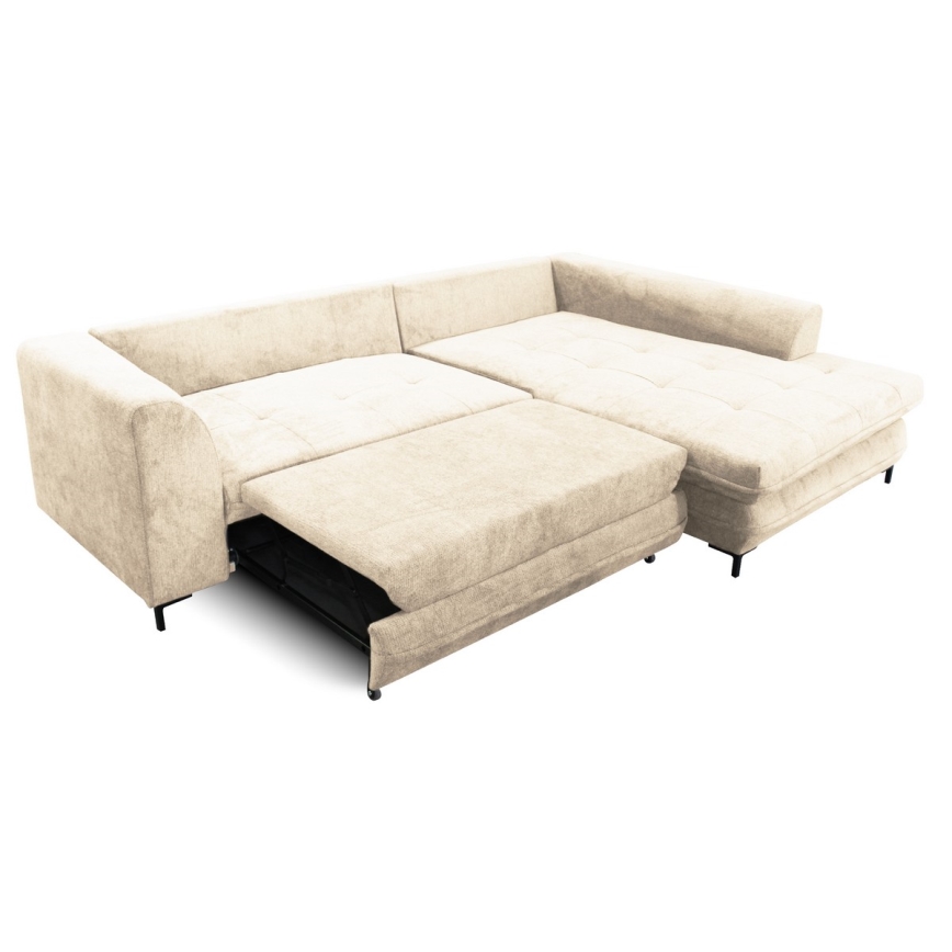 L-formad klädd bäddsoffa hörn lounge-svi LAGOA rätt beige/brun