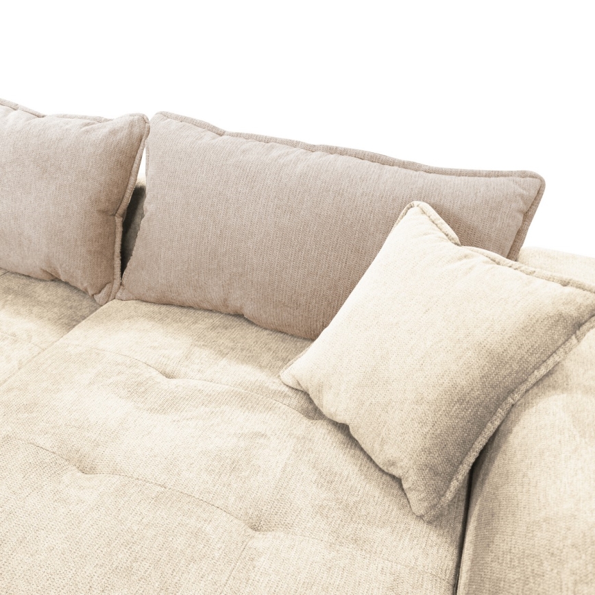 L-formad klädd bäddsoffa hörn lounge-svi LAGOA rätt beige/brun