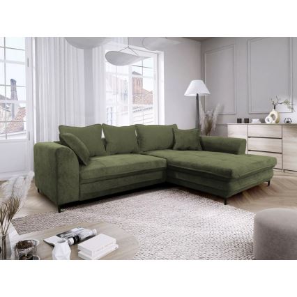 L-formad klädd bäddsoffa hörn lounge-svi LAGOA rätt grön